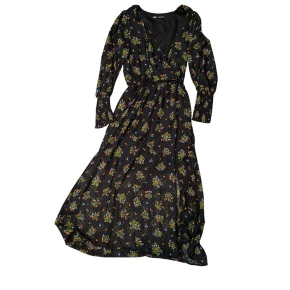 Zara Lace Floral/Black Maxi dress Size S - Picture 2 of 8